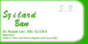szilard ban business card